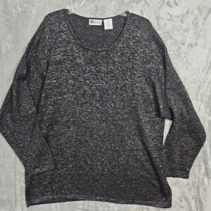 Russ Signature Women's 2X tunic Black Sparkle Top Bling vintage metallic party